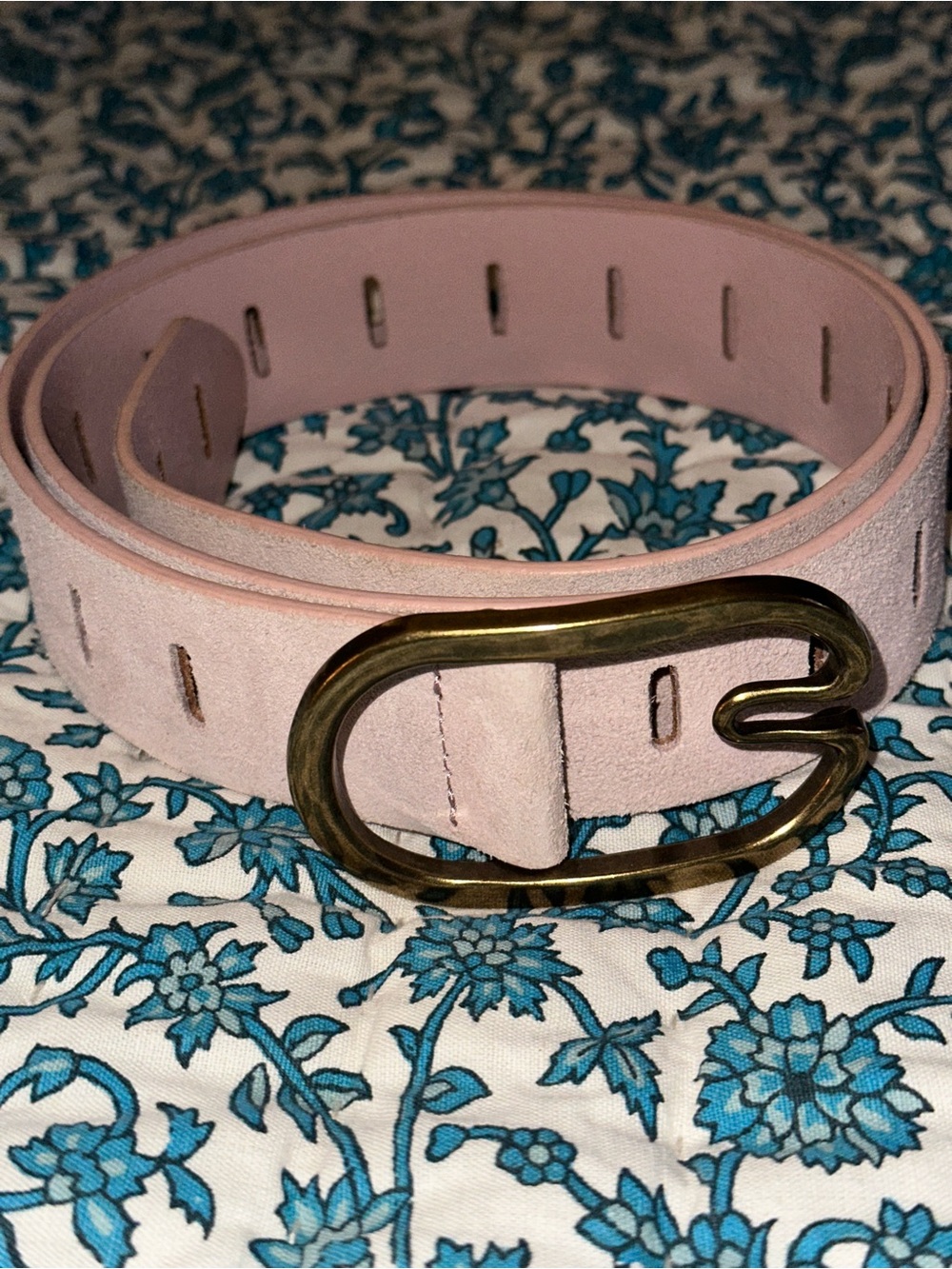 Anthropologie Pale Pink Suede/Leather Belt